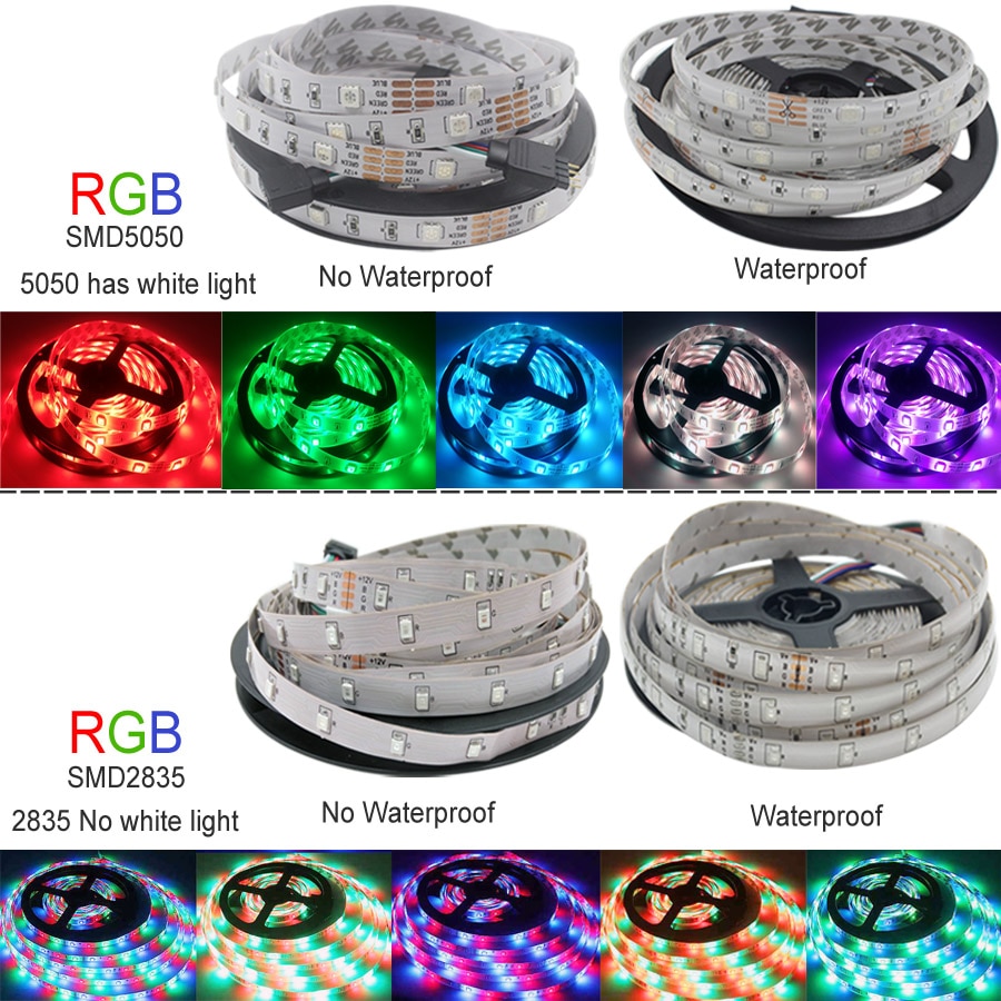 LED Strip Light 5M NO Waterproof LED Light RGB Leds tape Flexible diode ribbon 