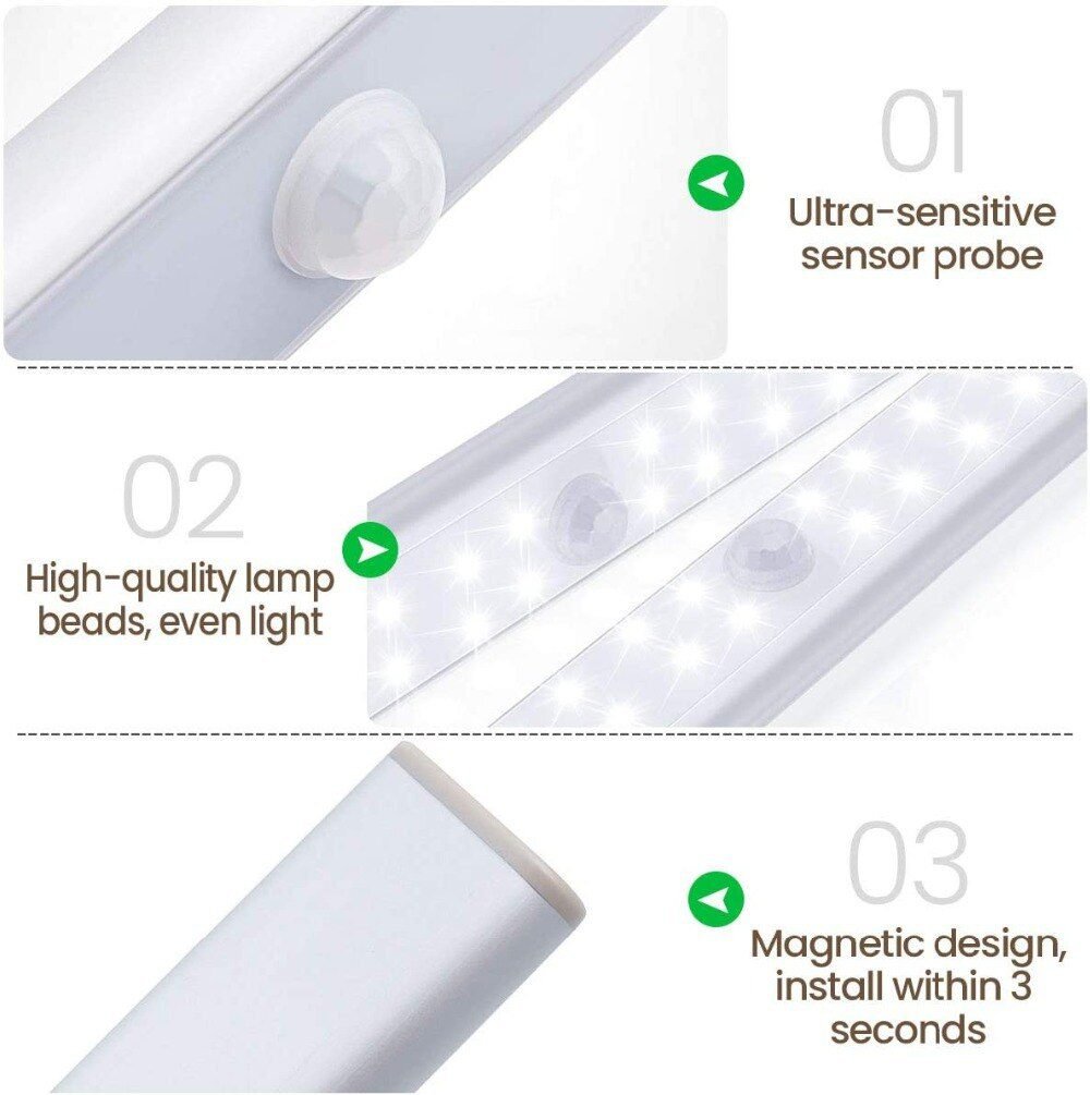 6 10 24 40 60 LEDs Under Cabinet Night Light Motion Sensor Closet Light Kitchen Bedroom Lighting Wall Lamp With Magnetic Strip