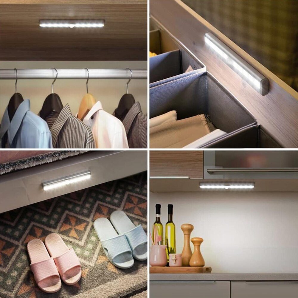 6 10 24 40 60 LEDs Under Cabinet Night Light Motion Sensor Closet Light Kitchen Bedroom Lighting Wall Lamp With Magnetic Strip