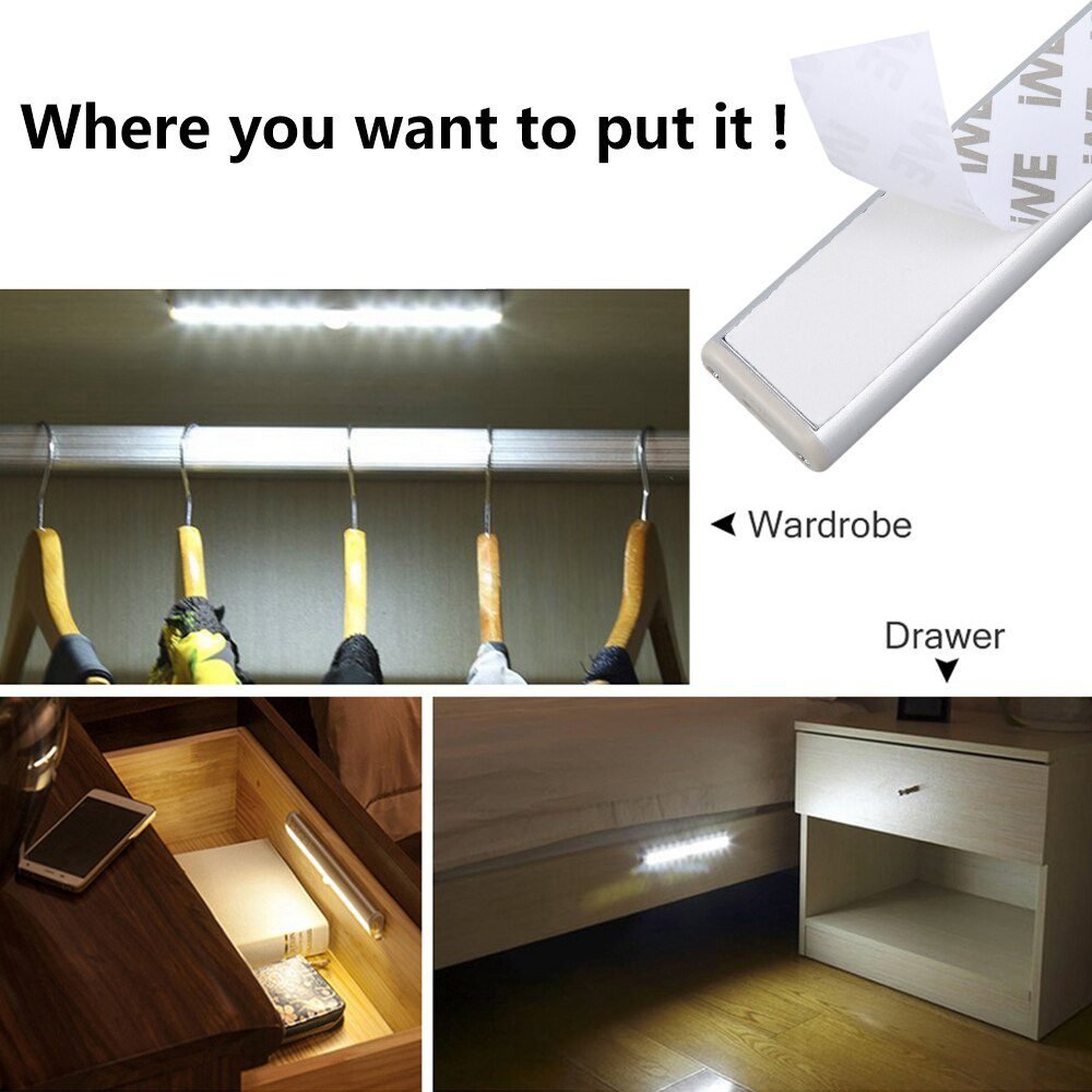 6 10 24 40 60 LEDs Under Cabinet Night Light Motion Sensor Closet Light Kitchen Bedroom Lighting Wall Lamp With Magnetic Strip