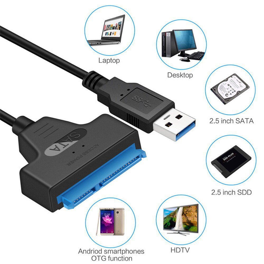ATA 3 Cable Sata to USB Adapter 6Gbps for 2.5 Inches External SSD HDD Hard Drive 22 Pin Sata III Cable USB 3.0 Port connection