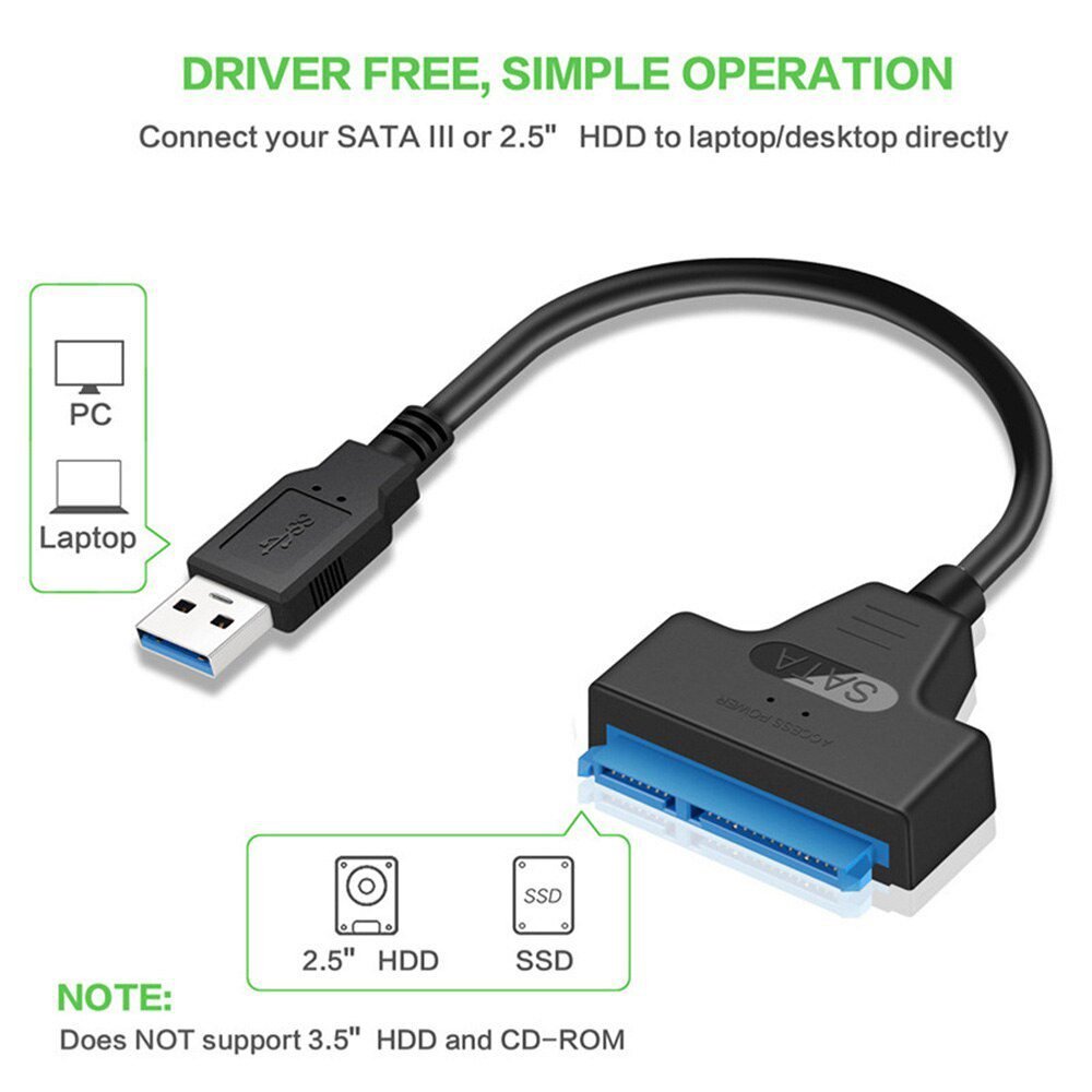 ATA 3 Cable Sata to USB Adapter 6Gbps for 2.5 Inches External SSD HDD Hard Drive 22 Pin Sata III Cable USB 3.0 Port connection