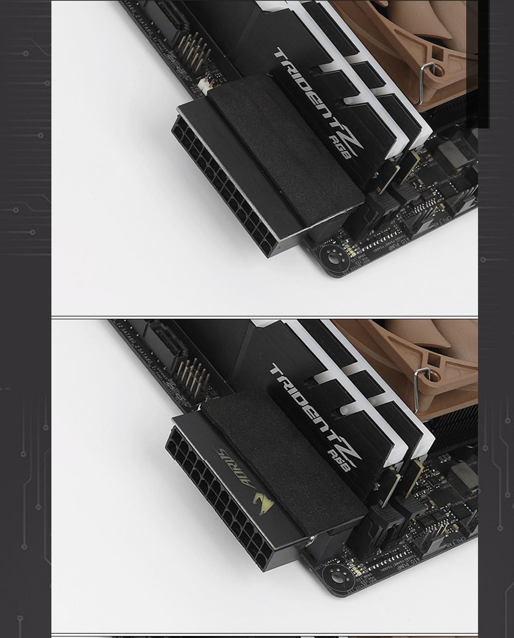 Computer M/B ATX Power Supply 24Pin 90 Degree Connector Adapter, Steering Head DIY MOD Mounting Accessories Wiring Artifact