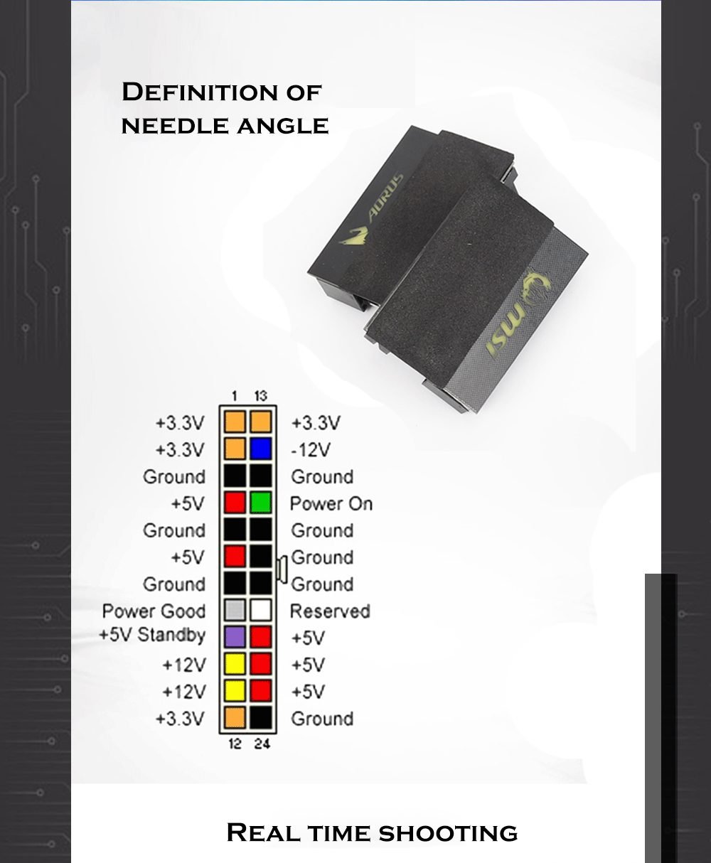 Computer M/B ATX Power Supply 24Pin 90 Degree Connector Adapter, Steering Head DIY MOD Mounting Accessories Wiring Artifact
