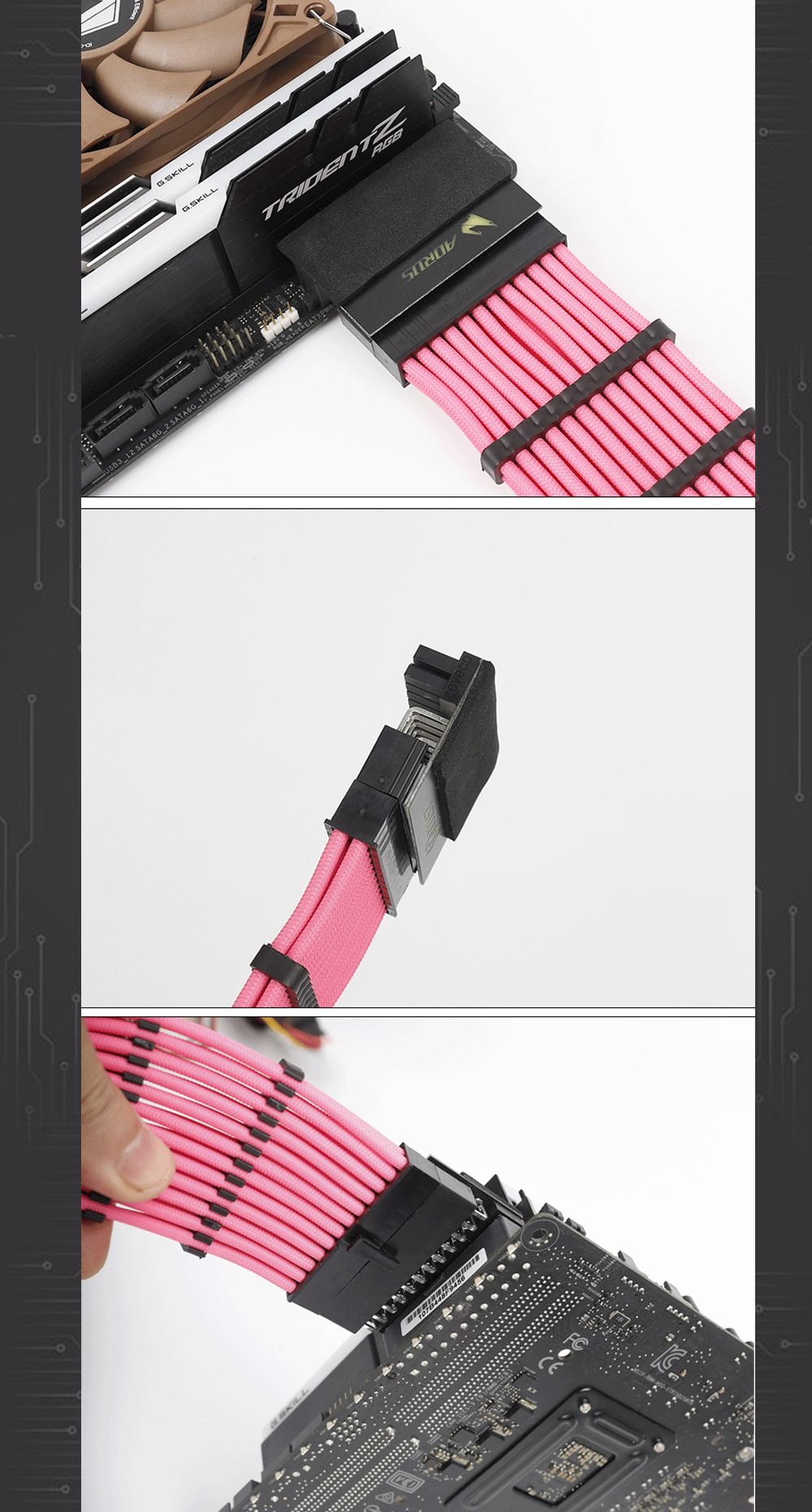 Computer M/B ATX Power Supply 24Pin 90 Degree Connector Adapter, Steering Head DIY MOD Mounting Accessories Wiring Artifact