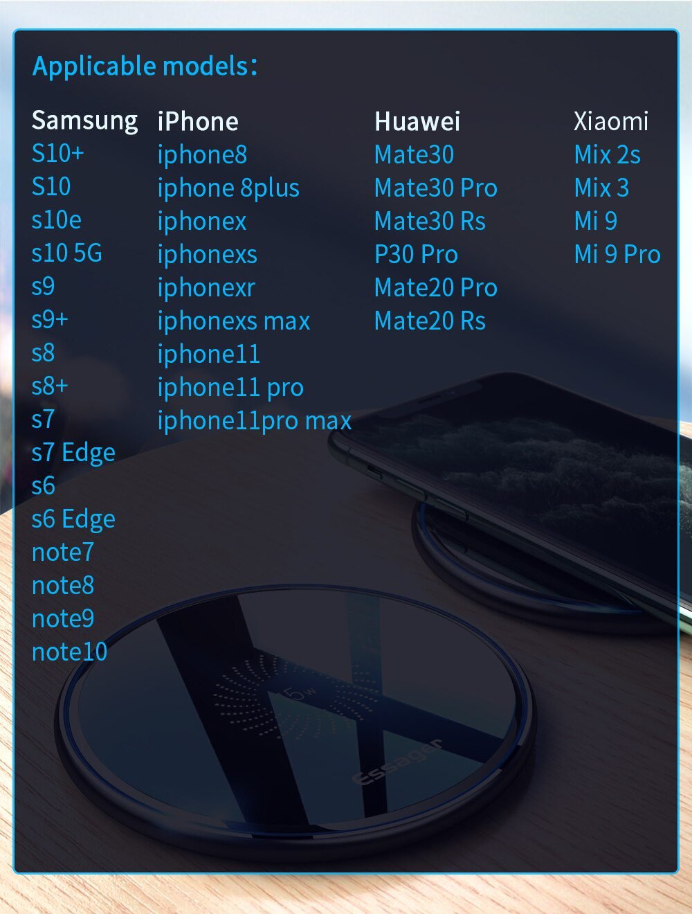 Essager 15W Qi Magnetic Wireless Charger For iPhone 12 11 Pro Xs Max X Induction Fast Wireless Charging Pad For Samsung Xiaomi