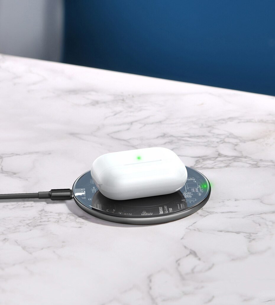 Baseus 15W Fast Wireless Charger For iPhone 12 X 11 Max For Airpods Visible Qi Wireless Charging Pad For Samsung S10 S9 Note 10