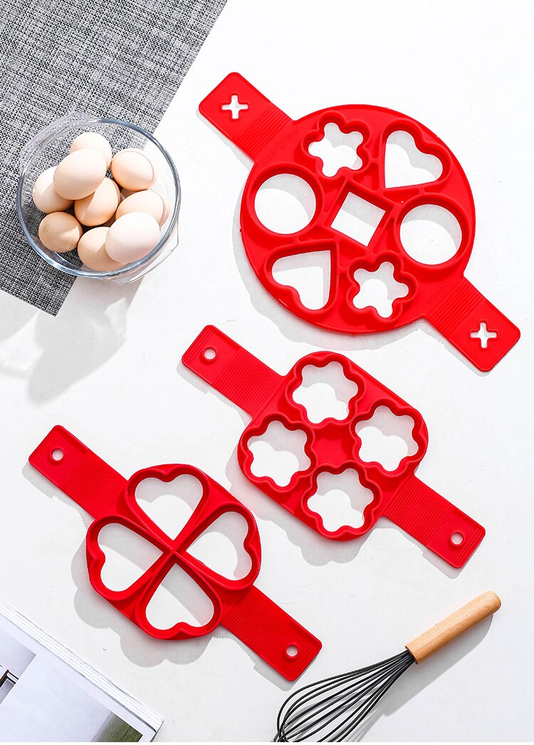 ATUCOHO Silicone Non Stick Fantastic Seven Holes Egg Pancake Maker Ring  Kitchen Baking Omelet Moulds Flip