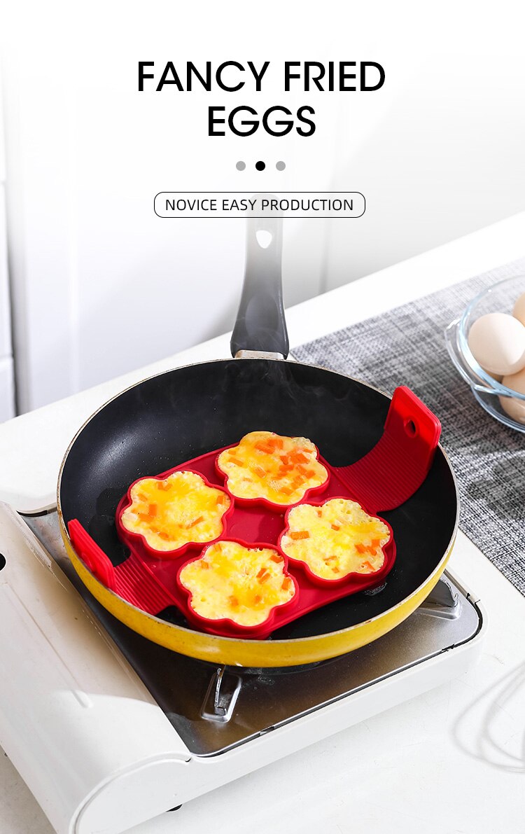 ATUCOHO Silicone Non Stick Fantastic Seven Holes Egg Pancake Maker Ring  Kitchen Baking Omelet Moulds Flip