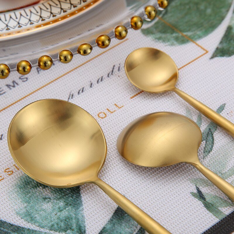 Gold Cutlery Set Forks Knives Spoons 18/10 Stainless Steel Dinner Dinnerware Set Fork Spoon Knife Chopsticks Set Dropshipping