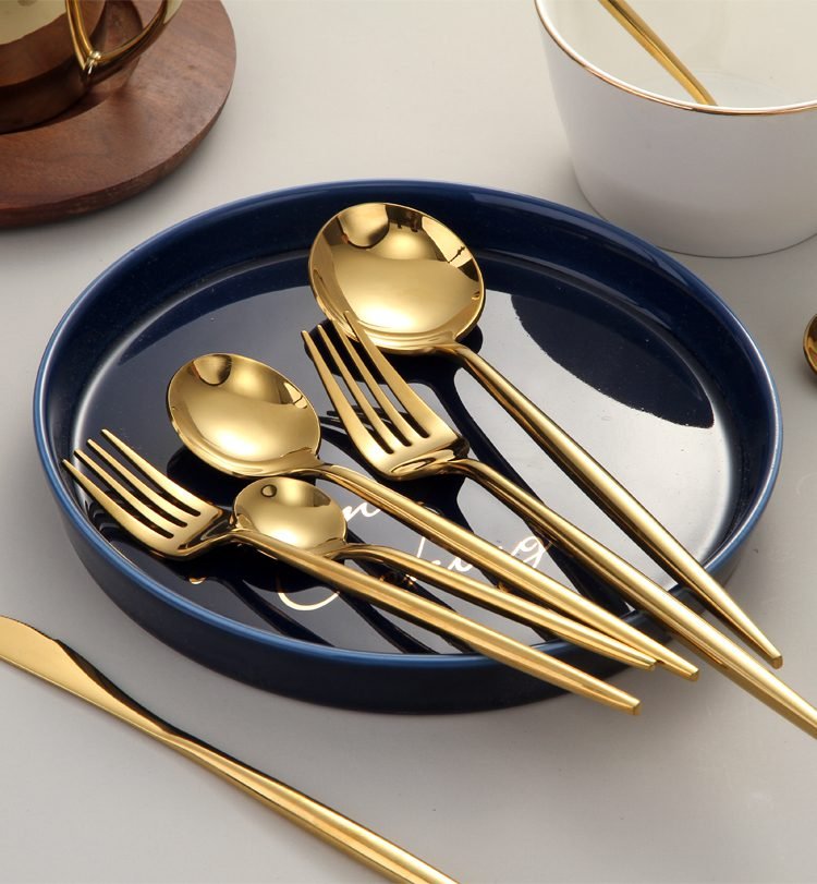 Gold Cutlery Set Forks Spoons Knives Tableware Steel Cutlery Set Stainless Steel Dinnerware Set Chopstick Spoon Knife Fork