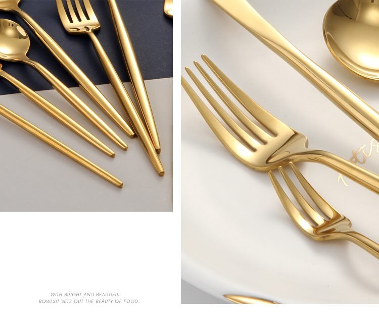 Gold Cutlery Set Forks Spoons Knives Tableware Steel Cutlery Set Stainless Steel Dinnerware Set Chopstick Spoon Knife Fork