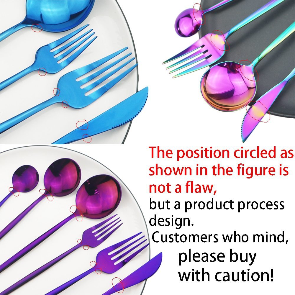 24Pcs/Set Stainless Steel Dinner Black Gold Dinnerware Set Knife Fork Coffee Spoon Cutlery Set Kitchen Tableware Silverware Sets