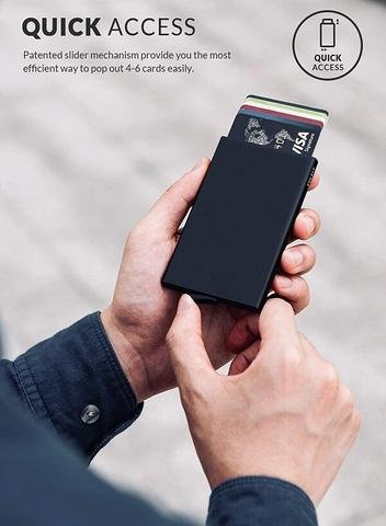 Pop Up Id RFID Card Male Wallet Mini Package Aluminum Metal Protective Gear Storage Bag Smart Quick Release Women Wallet