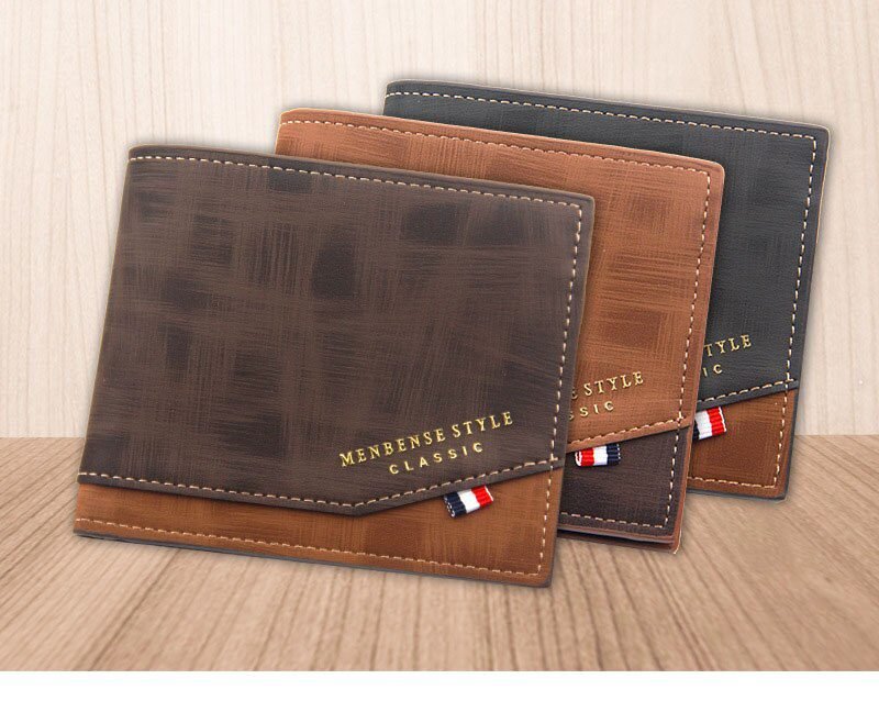 Short Men Wallets Slim Classic Coin Pocket Photo Holder Small Male Wallet Print Quality Card Holder Frosted Leather Men Purses