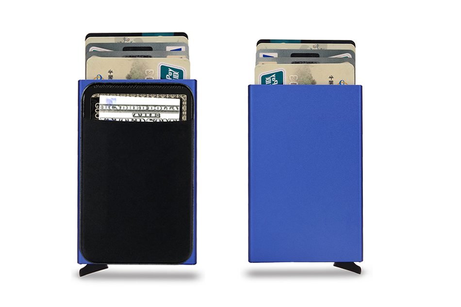 DIENQI Rfid Smart Wallet Card Holder Metal Thin Slim Men Women Wallets Pop Up Minimalist Wallet Small Black Purse Metal Vallet