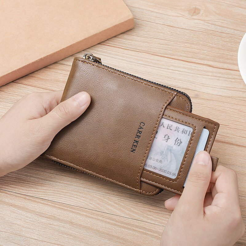 Vintage Small Men's Wallet Pu Leather Short Purse Men Hasp Zipper Clutch Solid Porte Feuille Hommes Porte Monnaie Homme