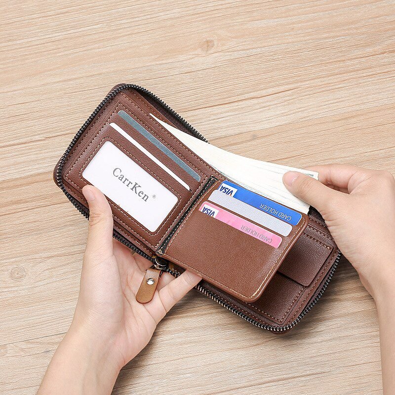 Vintage Small Men's Wallet Pu Leather Short Purse Men Hasp Zipper Clutch Solid Porte Feuille Hommes Porte Monnaie Homme
