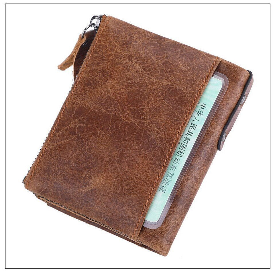 2022 Men Wallets 100% Genuine Cow Leather Name Customized Short Card Holder Leather Men Purse High Quality Brand Male Wallet