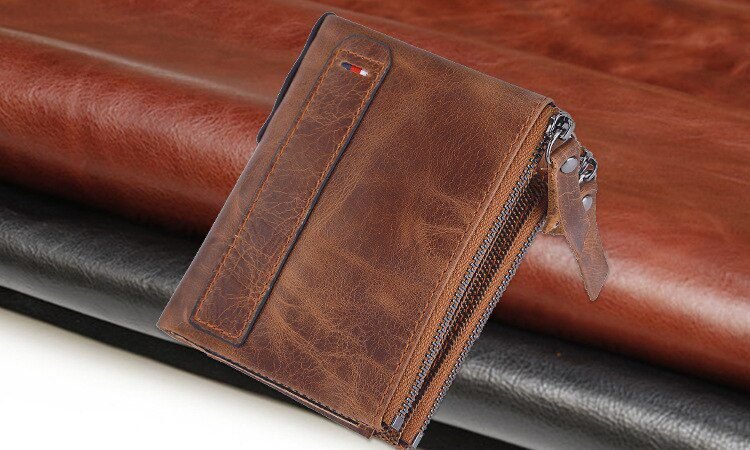 2022 Men Wallets 100% Genuine Cow Leather Name Customized Short Card Holder Leather Men Purse High Quality Brand Male Wallet