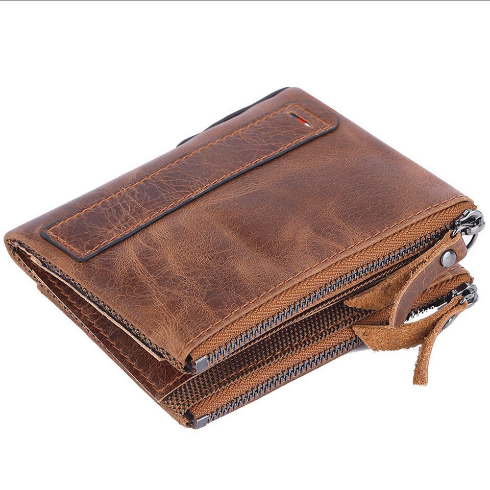 2022 Men Wallets 100% Genuine Cow Leather Name Customized Short Card Holder Leather Men Purse High Quality Brand Male Wallet