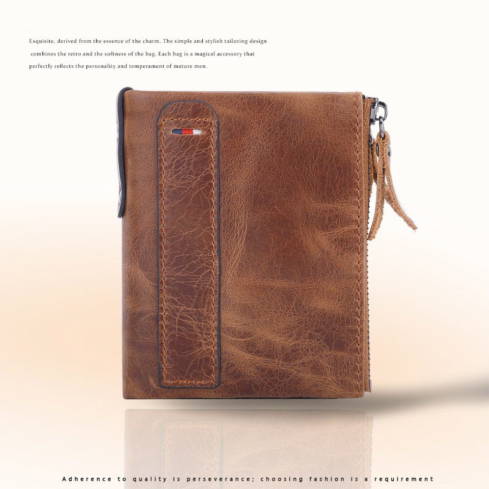 2022 Men Wallets 100% Genuine Cow Leather Name Customized Short Card Holder Leather Men Purse High Quality Brand Male Wallet