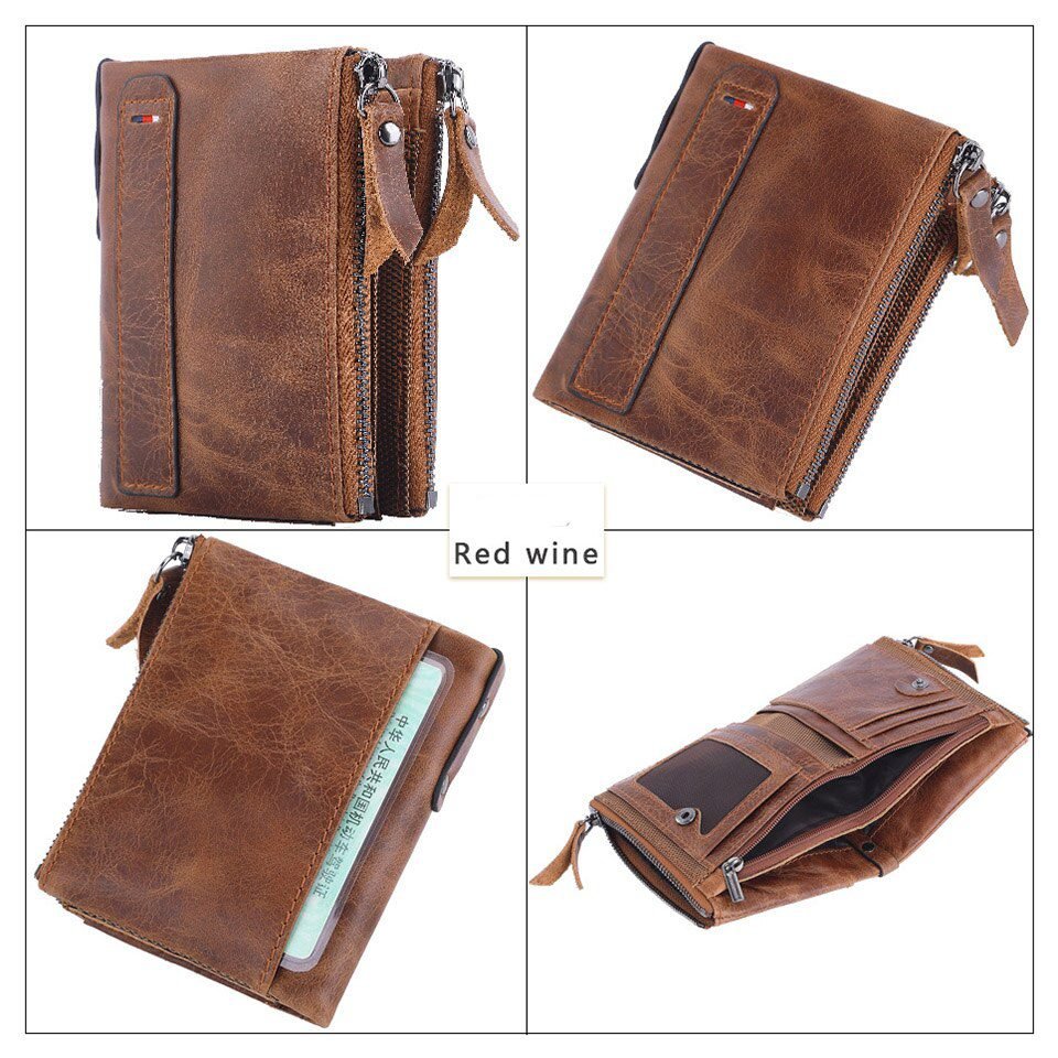 2022 Men Wallets 100% Genuine Cow Leather Name Customized Short Card Holder Leather Men Purse High Quality Brand Male Wallet