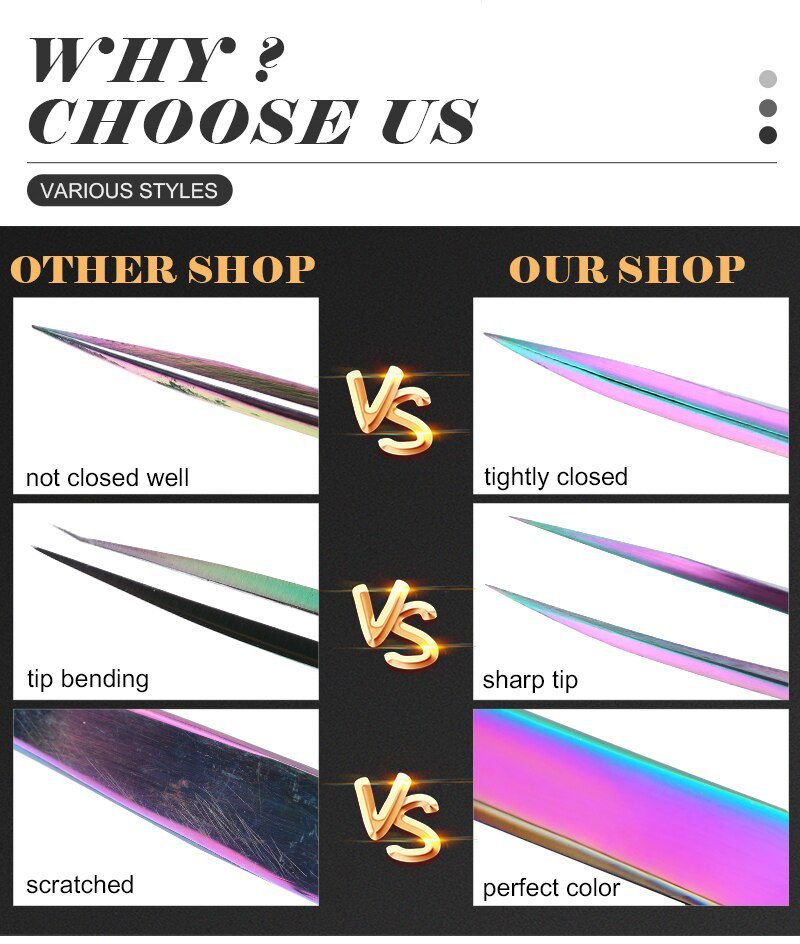 1 Pcs Eyelashes Tweezers Stainless Steel superhard Tweezers High Precision Anti-static tweezers for Eyelash Extensions