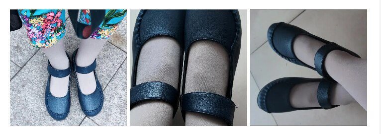 Japanese School Uniform Shoes Women Flats Mary Jane Shoes With Hook Loop Ladies Leather Flat Shoes Black Loafers Nurse Shoes