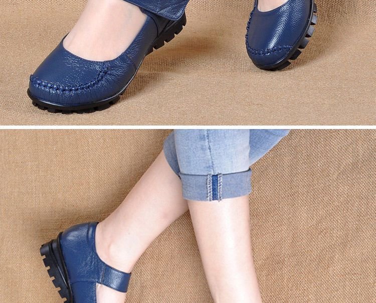 Japanese School Uniform Shoes Women Flats Mary Jane Shoes With Hook Loop Ladies Leather Flat Shoes Black Loafers Nurse Shoes