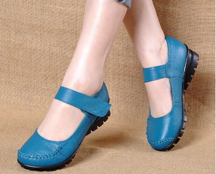Japanese School Uniform Shoes Women Flats Mary Jane Shoes With Hook Loop Ladies Leather Flat Shoes Black Loafers Nurse Shoes