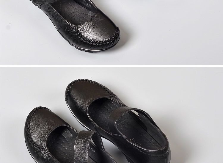 Japanese School Uniform Shoes Women Flats Mary Jane Shoes With Hook Loop Ladies Leather Flat Shoes Black Loafers Nurse Shoes