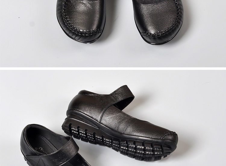 Japanese School Uniform Shoes Women Flats Mary Jane Shoes With Hook Loop Ladies Leather Flat Shoes Black Loafers Nurse Shoes