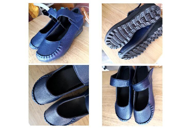 Japanese School Uniform Shoes Women Flats Mary Jane Shoes With Hook Loop Ladies Leather Flat Shoes Black Loafers Nurse Shoes