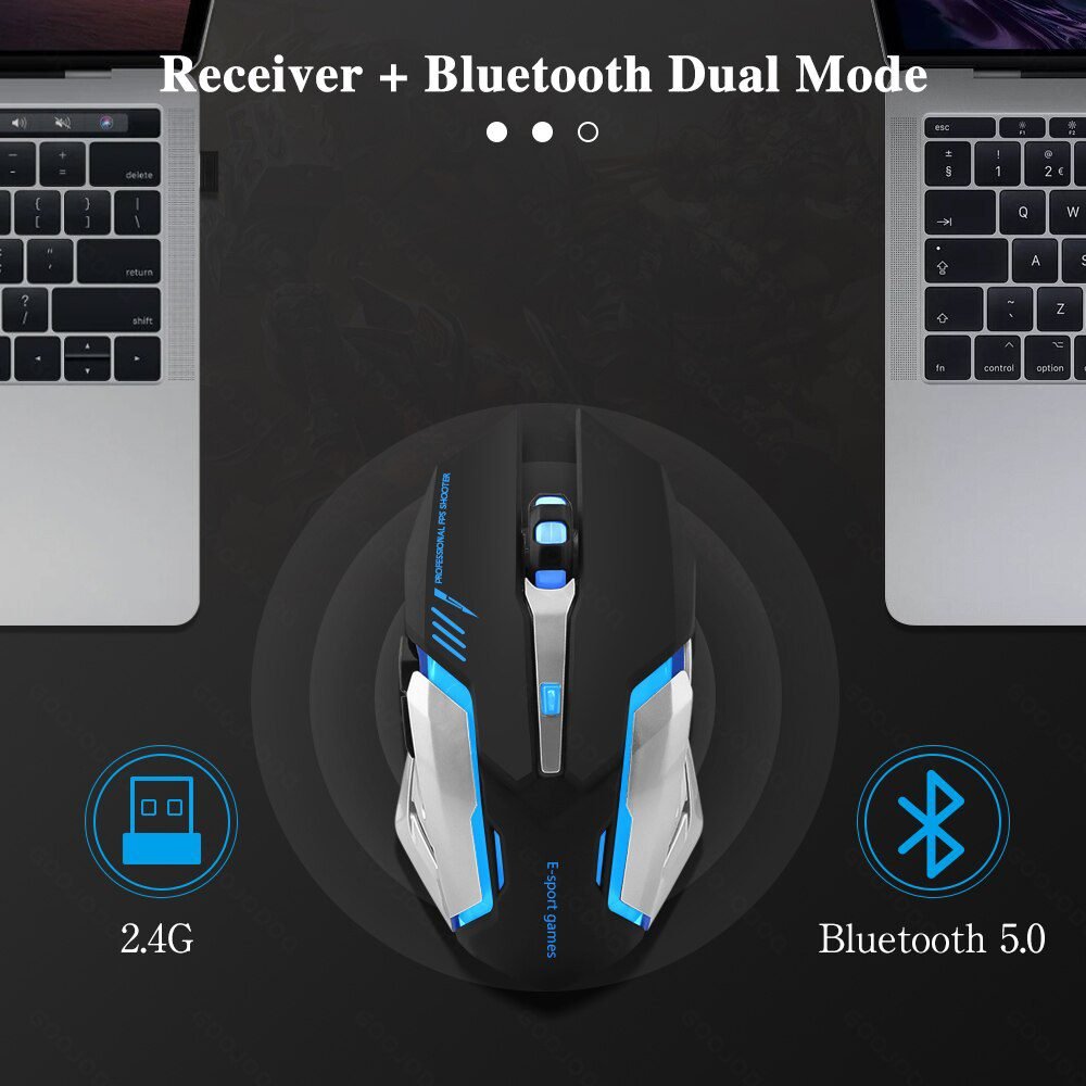 Gaming Mouse Rechargeable 2.4GWireless Bluetooth Mouse Mute Ergonomic Mouse for Computer Laptop LED Backlit Mice for IOS Android