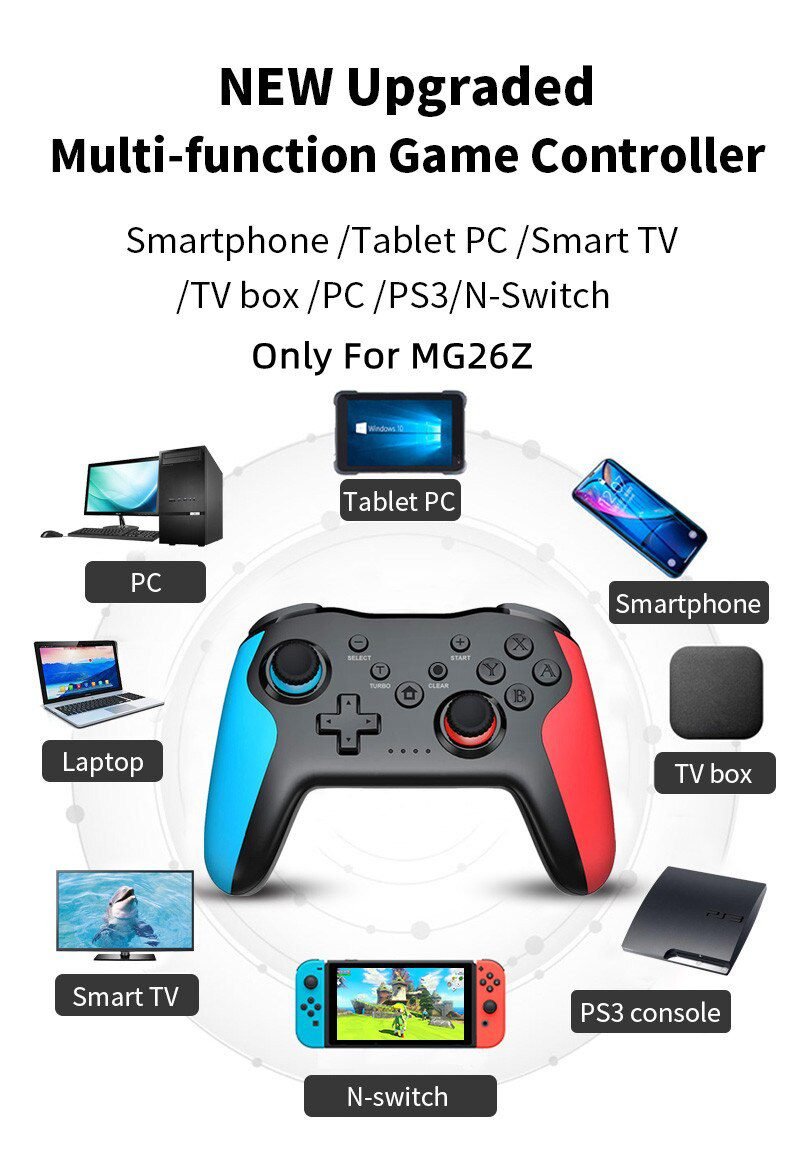 2PCS Bluetooth 2.4G Wireless Controller For Nintendo Switch Pro PC TV Box Smart Phone Tablet PS3 Tesla Shock Joystick Gamepad