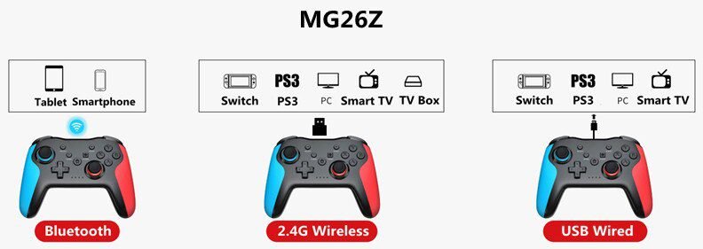 2PCS Bluetooth 2.4G Wireless Controller For Nintendo Switch Pro PC TV Box Smart Phone Tablet PS3 Tesla Shock Joystick Gamepad
