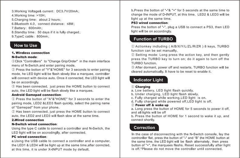 2PCS Bluetooth 2.4G Wireless Controller For Nintendo Switch Pro PC TV Box Smart Phone Tablet PS3 Tesla Shock Joystick Gamepad