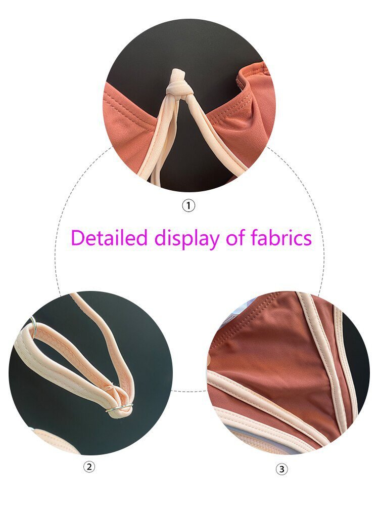 ZRTAK Leopard Swimwear Sexy Bikinis Patchwork Swimsuit Women 2023 Bathing Suit Print Bikini Sets Solid Beachwear Cup