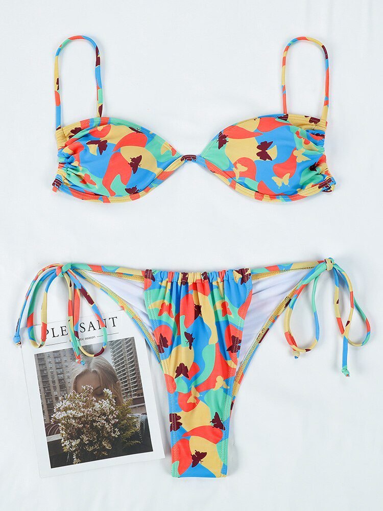 ZRTAK Leopard Swimwear Sexy Bikinis Patchwork Swimsuit Women 2023 Bathing Suit Print Bikini Sets Solid Beachwear Cup