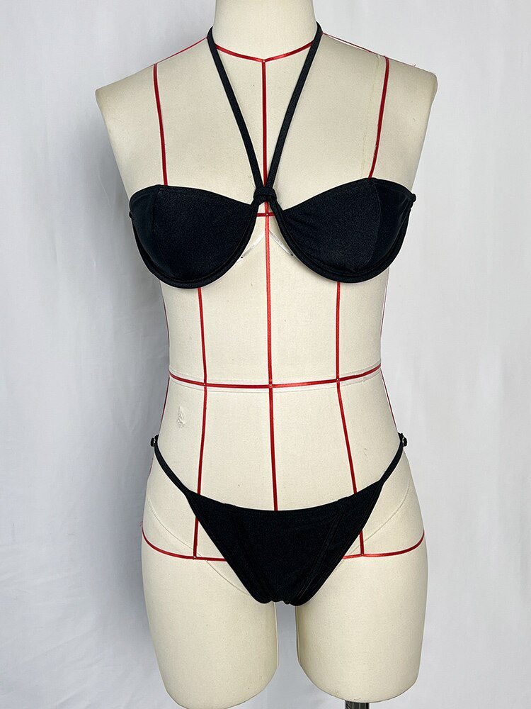 ZRTAK Leopard Swimwear Sexy Bikinis Patchwork Swimsuit Women 2023 Bathing Suit Print Bikini Sets Solid Beachwear Cup