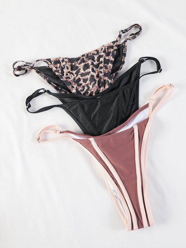 ZRTAK Leopard Swimwear Sexy Bikinis Patchwork Swimsuit Women 2023 Bathing Suit Print Bikini Sets Solid Beachwear Cup