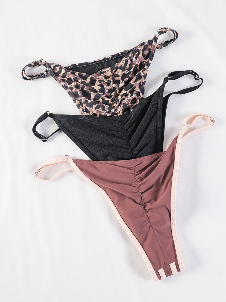 ZRTAK Leopard Swimwear Sexy Bikinis Patchwork Swimsuit Women 2023 Bathing Suit Print Bikini Sets Solid Beachwear Cup