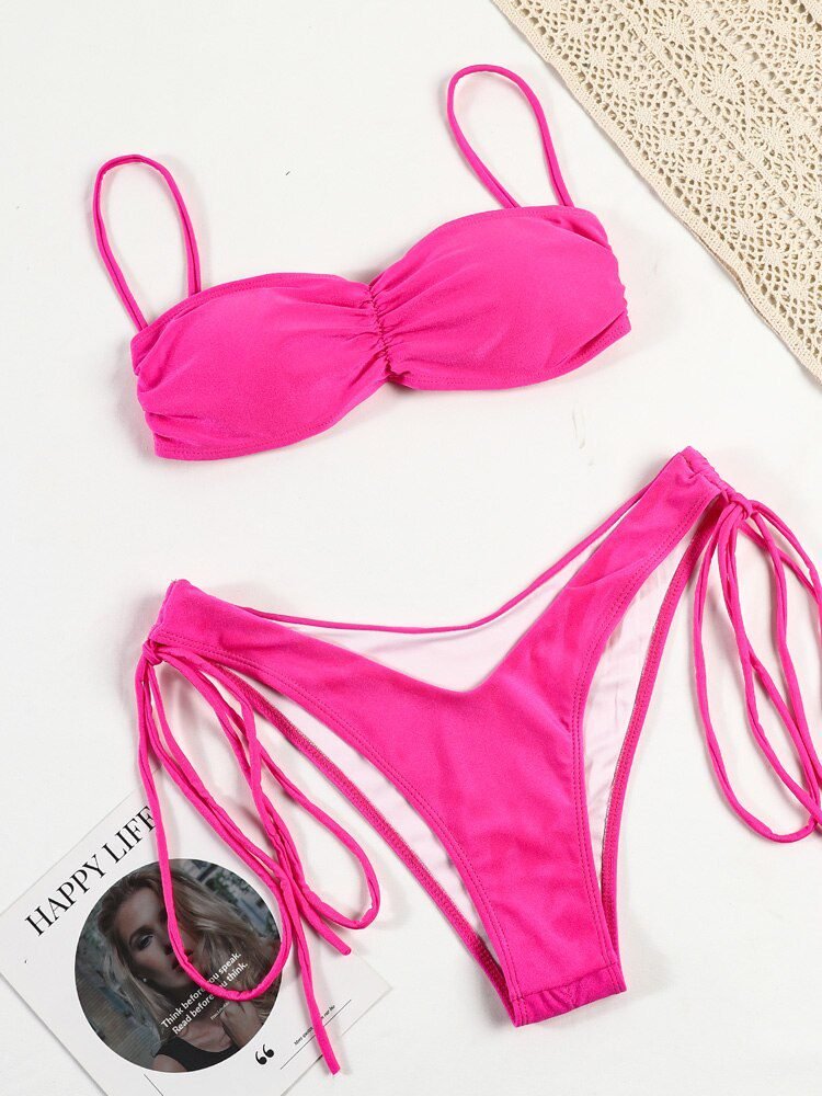 ZRTAK Leopard Swimwear Sexy Bikinis Patchwork Swimsuit Women 2023 Bathing Suit Print Bikini Sets Solid Beachwear Cup