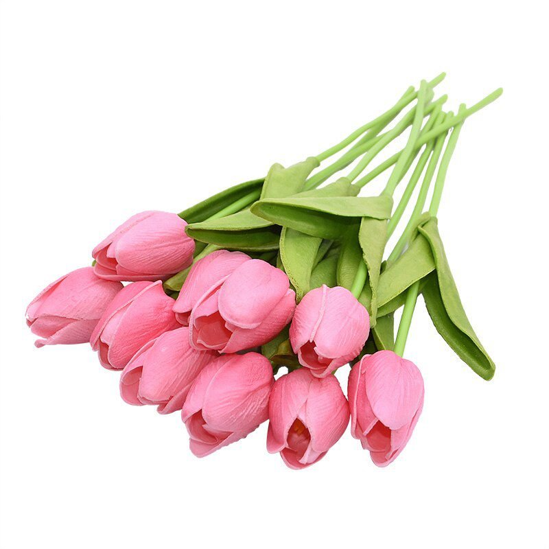 10PCS Tulip Artificial Flower Real Touch Artificial Bouquet PE Fake Flower for Wedding Decoration Flowers Home Garden Decor