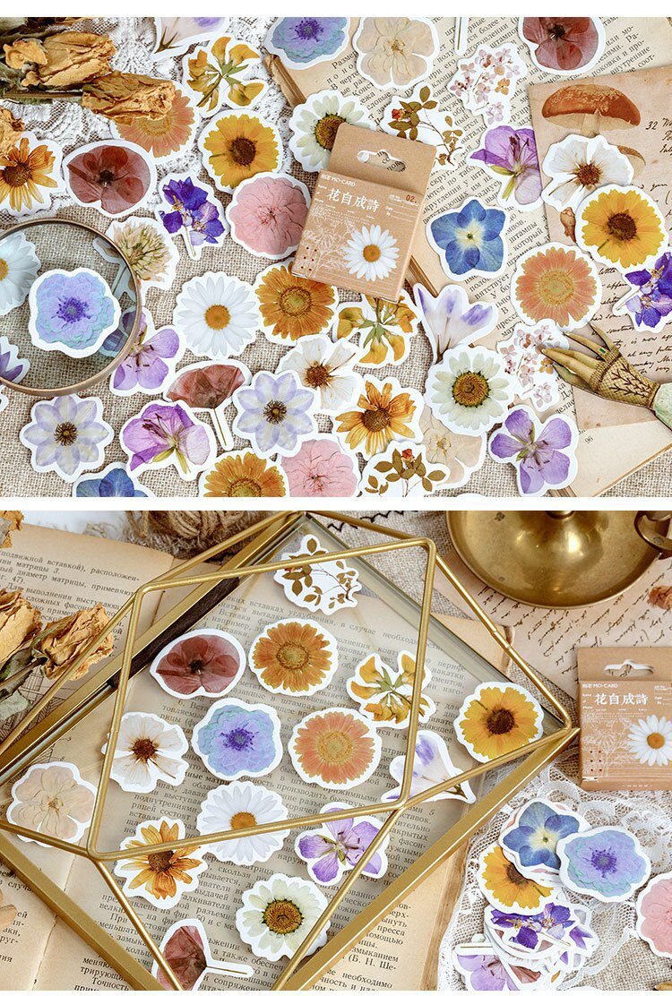 46pcs/set Autumn Flower Sticker Diy Scrapbooking Diary Planner Decoration Sticker Album