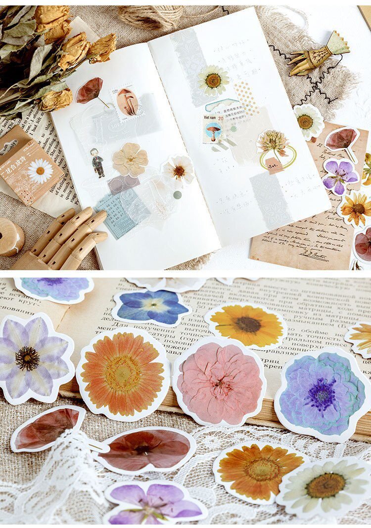 46pcs/set Autumn Flower Sticker Diy Scrapbooking Diary Planner Decoration Sticker Album