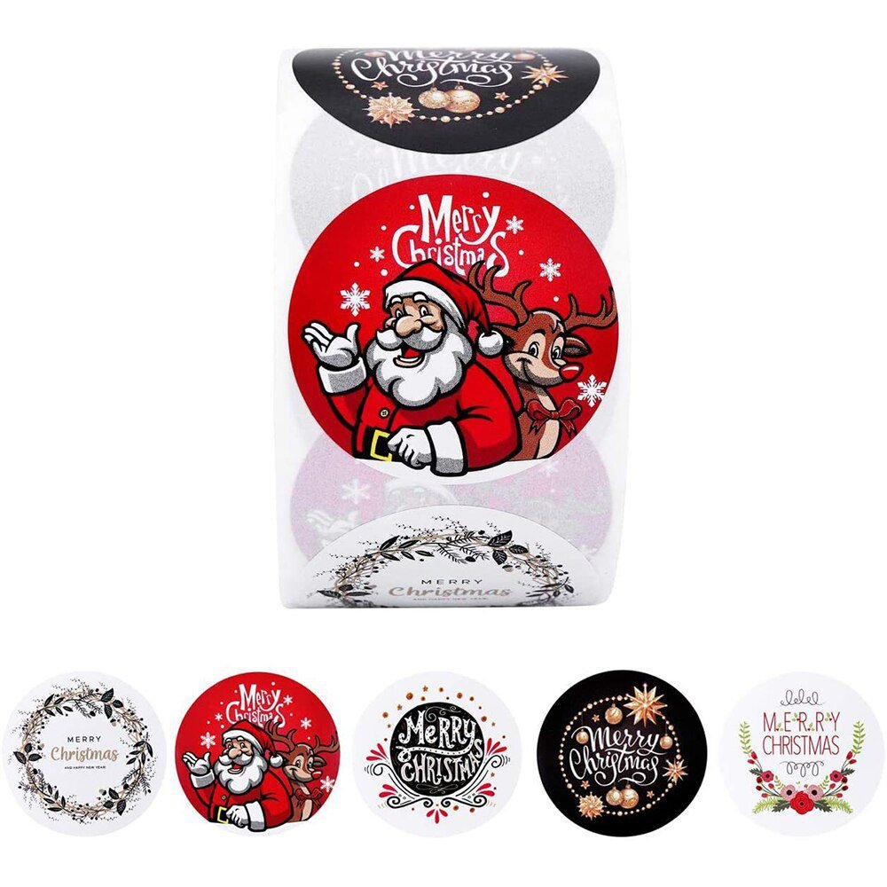 100-500Pcs Merry Christmas Stickers Christmas Theme Seal Labels Stickers For DIY Gift Baking Package Envelope Stationery Decor