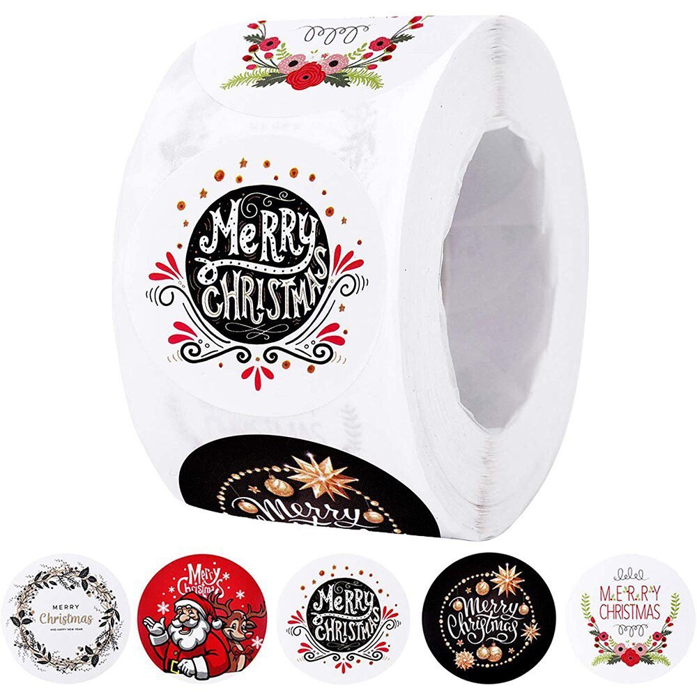 100-500Pcs Merry Christmas Stickers Christmas Theme Seal Labels Stickers For DIY Gift Baking Package Envelope Stationery Decor