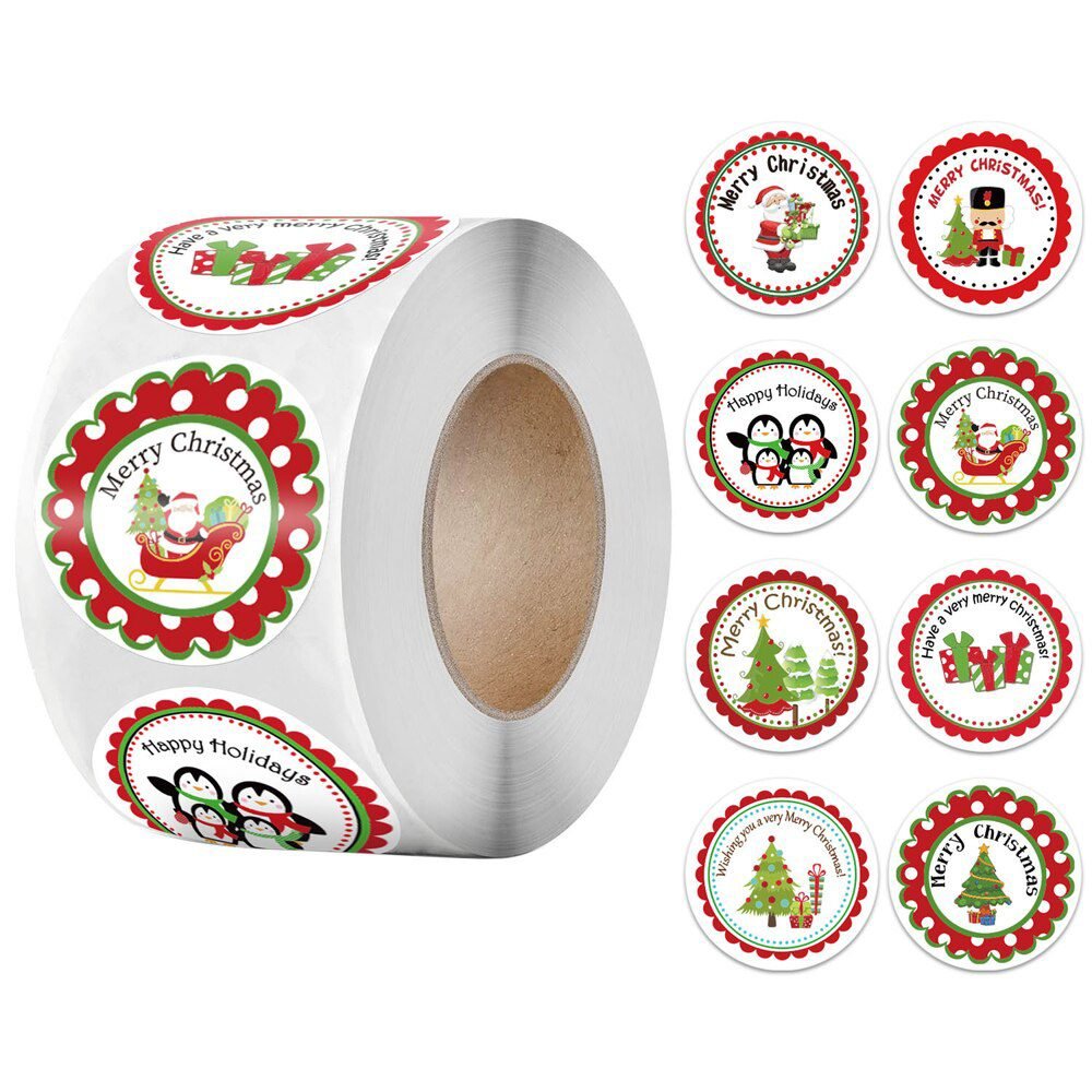 100-500pcs 6 Designs 1 Inch Christmas Theme Seal Labels Stickers For DIY Gift Baking Package Envelope Stationery Decoration